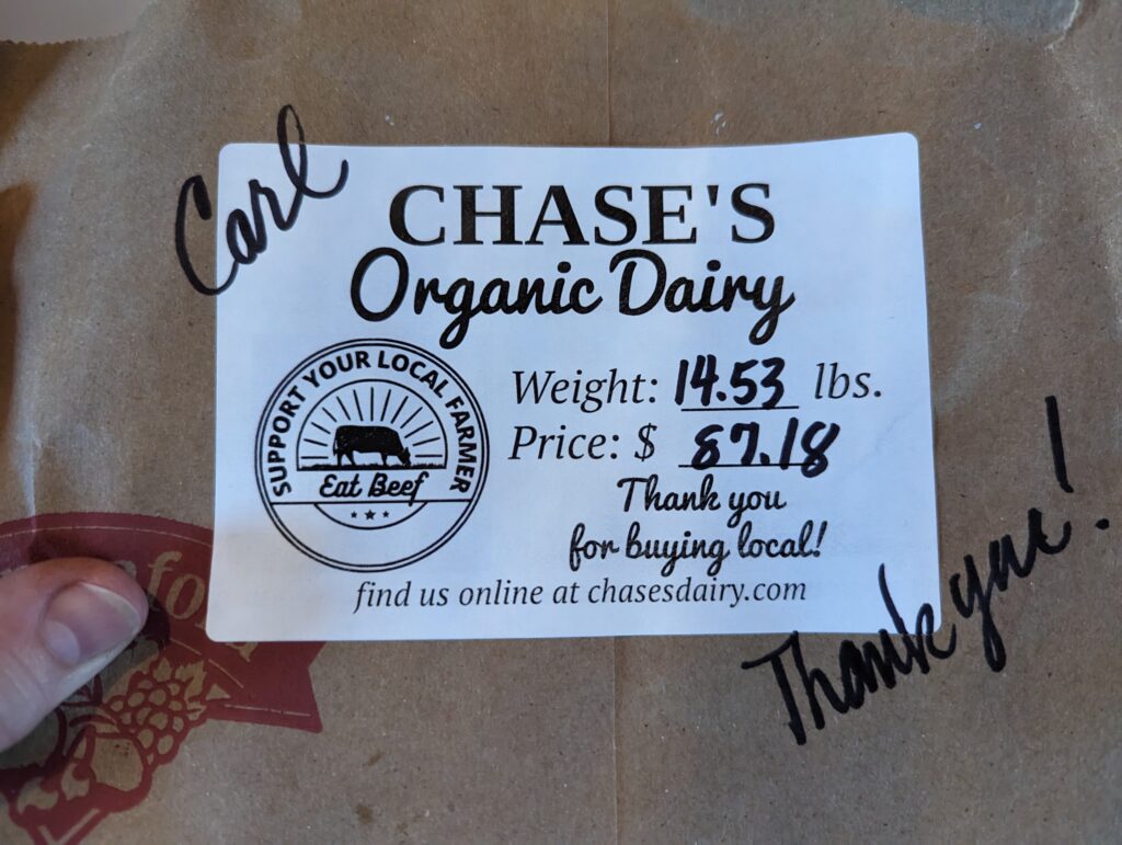 Local ground beef for sale at Chase Farms in Mapleton, Maine, Aroostook County